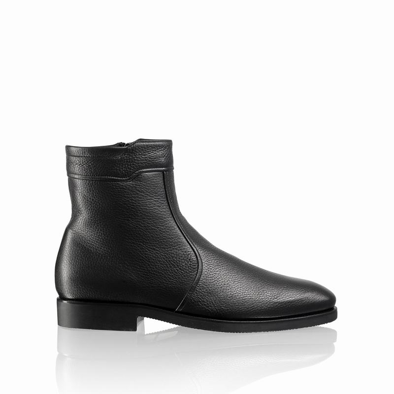 Russell & Bromley Reheat Mens Zip Boots With Fur Black |AIM9543AS|